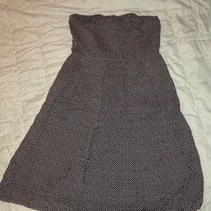 J. Crew Strapless navy blue dotted dress